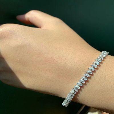 18K настраиваемый теннисный браслет с лабораторным бриллиантом и полной бриллиантовой водной каплей