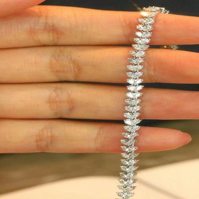 18K настраиваемый теннисный браслет с лабораторным бриллиантом и полной бриллиантовой водной каплей