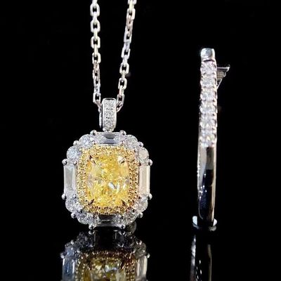 Первоначальное платеж 18K Лабораторные бриллианты Кольцо и желтый бриллиант Кольцо и подвесок двойного назначения