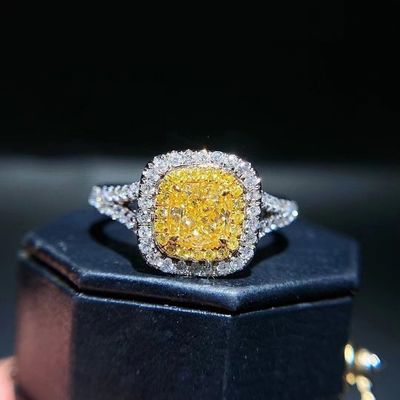 Первоначальное платеж 18K Лабораторные бриллианты Кольцо и желтый бриллиант Кольцо и подвесок двойного назначения